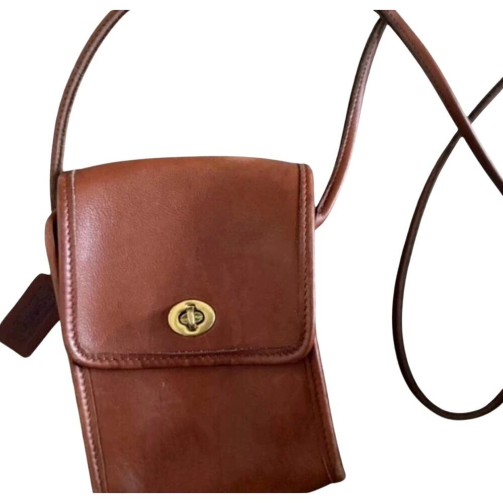 Vintage Coach Leather Crossbody Scooter Bag Tan RARE - Picture 5 of 14